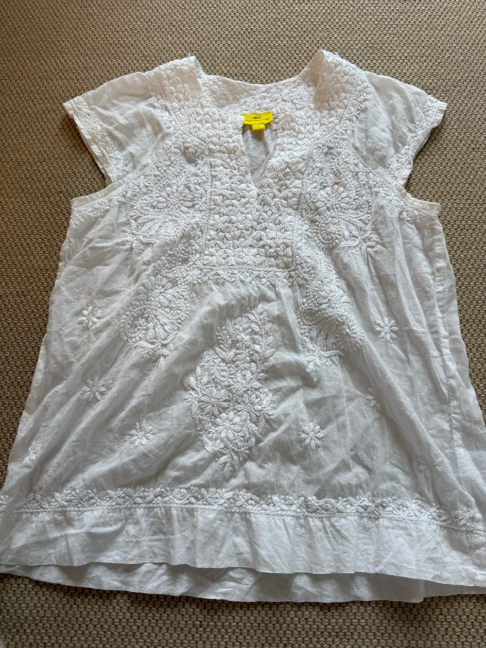 Roberta Roller Rabbit White Embroidered Cotton Yoke Top - small